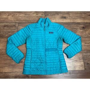 Patagonia Down Women’s XS Turquoise Green Nano Puffer Jacket Outdoor Coat